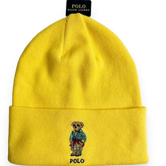 Polo Ralph Lauren Other - Polo Ralph Lauren Camping Bear Knit Beanie Hat Yellow